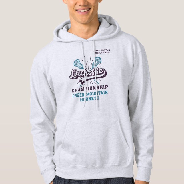 Custom Box Field Lacrosse Team Club Name Number Hoodie (Front)