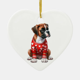 Custom Boxer Dog Fun Valentine Ceramic Ornament