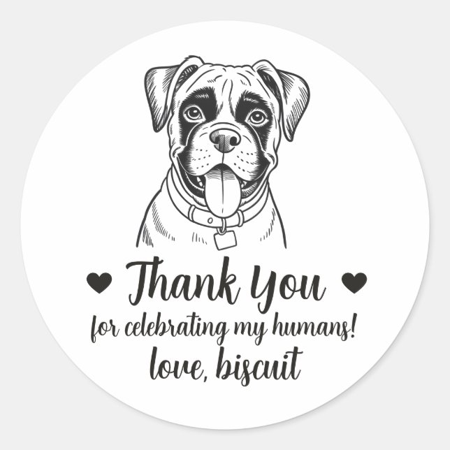 Custom Boxer Dog Wedding Favour Stickers (Front)