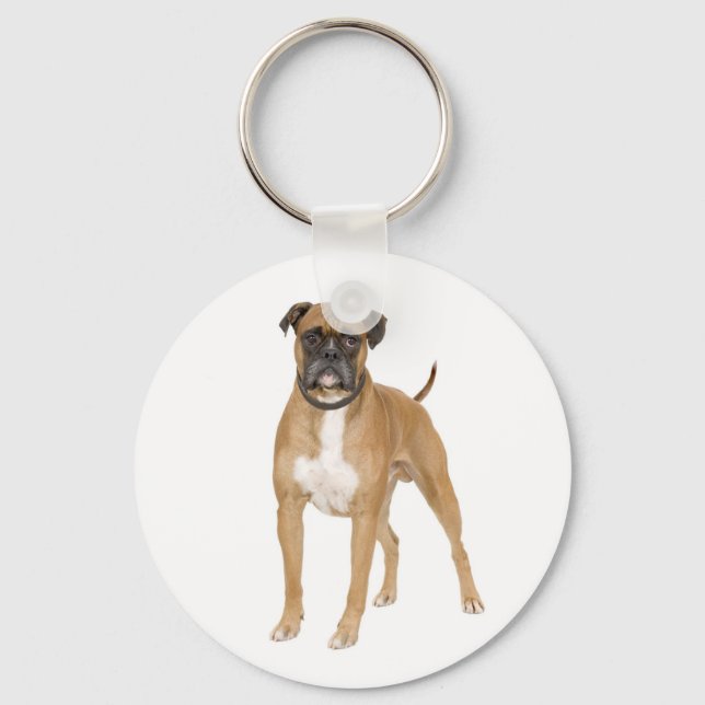 Custom Boxer Puppy Dog Love Keychain (Front)