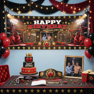 Custom Boxing Birthday Photo Collage Champion Poster