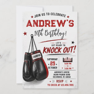 Custom Boxing Knock Out Birthday Invitation