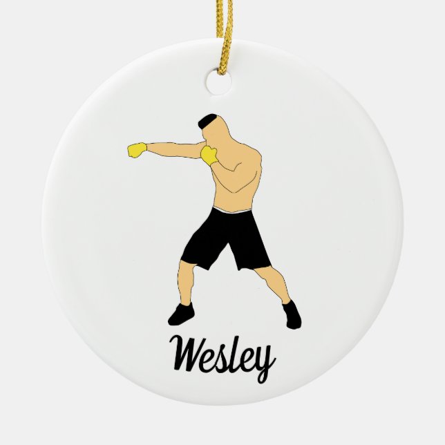 Custom. Boxing Man. Ceramic Ornament (Front)