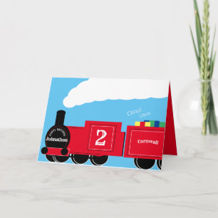 Custom boy 2nd birthday train card