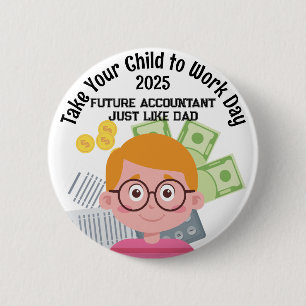 Custom Boy Accountant Take Your Child to Work Day 6 Cm Round Badge