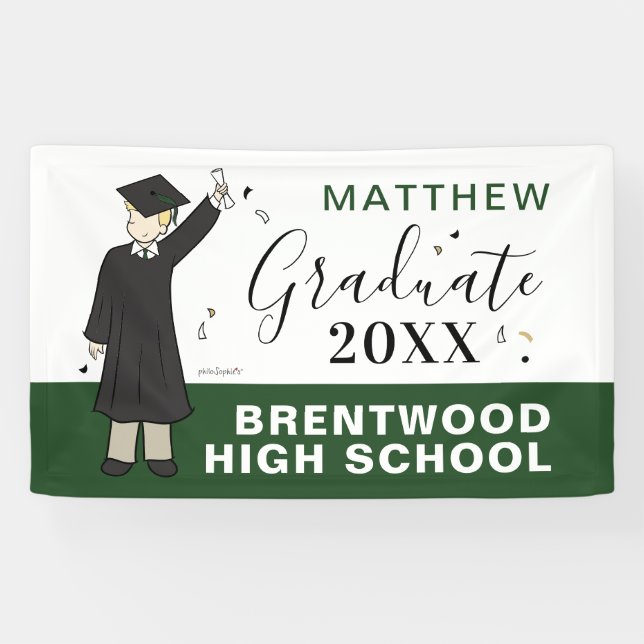 Custom Boy Avatar | High School Graduation Banner (Horizontal)