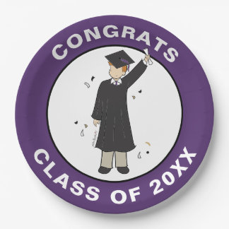 Custom Boy Avatar | High School Graduation Party P Paper Plate
