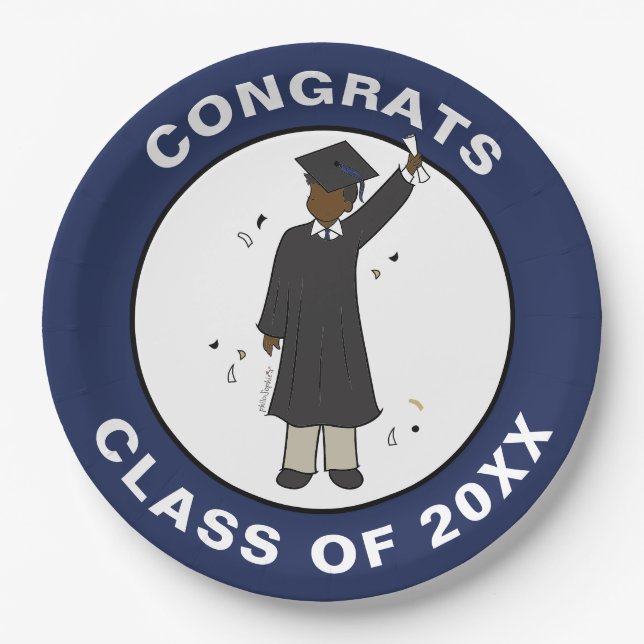 Custom Boy Avatar | High School Graduation Party P Paper Plate (Front)