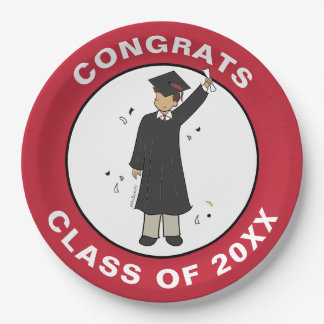 Custom Boy Avatar | High School Graduation Party Paper Plate