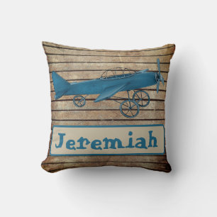 Custom Boy Blue Baby Plane Pilot Throw Pillow Art
