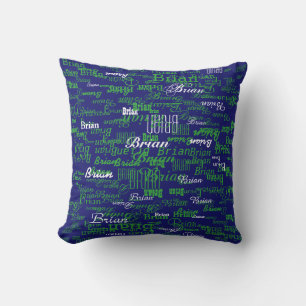 custom boy colour names, personalised navy green cushion