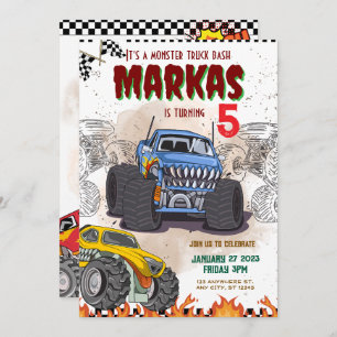 Custom Boy Monster Truck Birthday Party Invitation