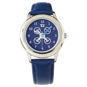 Custom boy's watch with monogram and drone logo