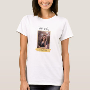 Custom Branded Black Gold Luxury Happy Birthday T-Shirt