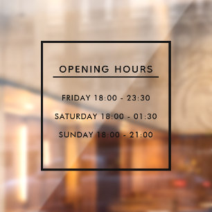 Custom Branded Black Restaurant Opening Hours