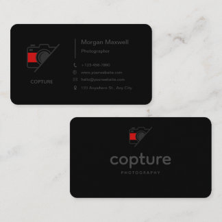 Custom Branded Black Simple Clean Photography Business Card