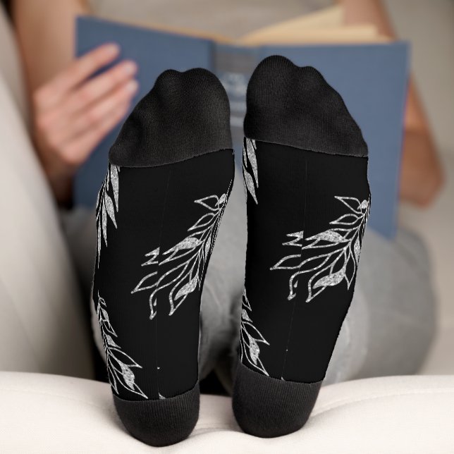Custom Branded Black White Floral Socks (Bottom)