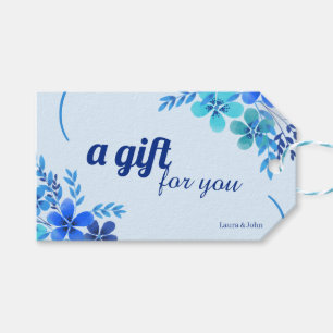Custom Branded Blue Flowers A Gift for You Tags