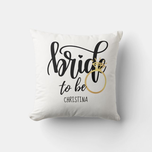 Custom Branded Bride-to-Be Bachelorette Bridal Cushion (Front)