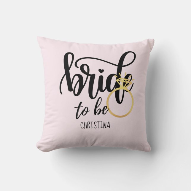 Custom Branded Bride-to-Be Bachelorette Bridal Cushion (Front)