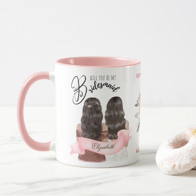 Custom Branded Bridesmaid Proposal Bridal Party Mug (With Donut)