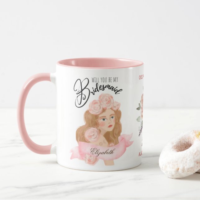 Custom Branded Bridesmaid Proposal Bridal Party Mug (With Donut)
