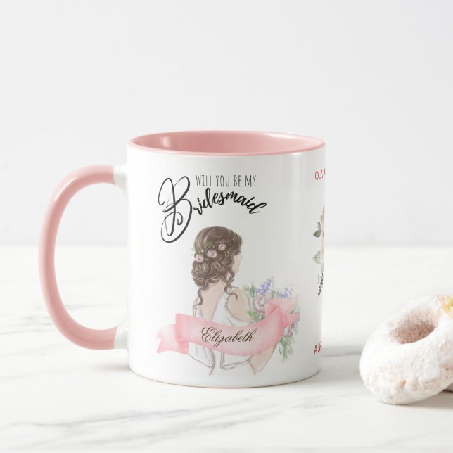 Custom Branded Bridesmaid Proposal Bridal Party Mug (With Donut)