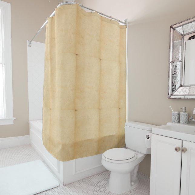 Custom Branded Brown Modern Shower Curtain (In Situ)