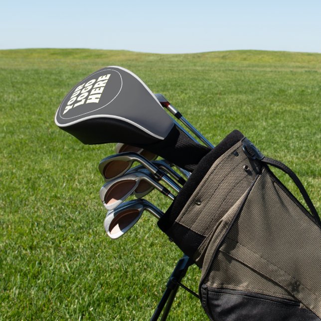 Custom Branded Business Logo Deep Grey Golf Head Cover (In Situ)