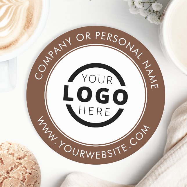 Custom Branded Business Logo Promotional Brown Round Paper Coaster (Creator Uploaded)