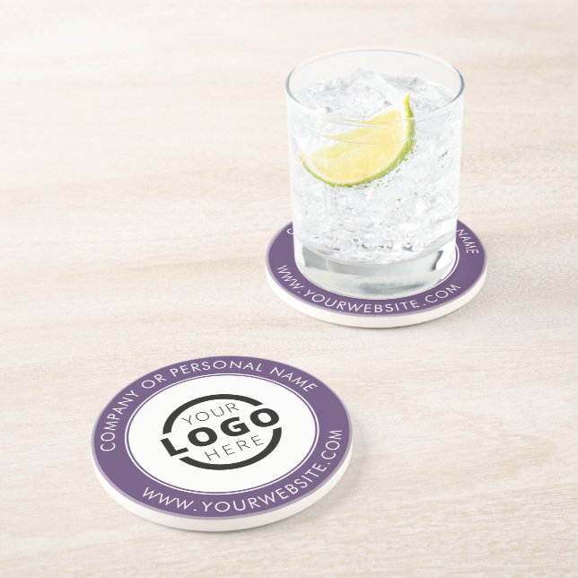 Custom Branded Business Logo Promotional Purple Coaster (Side)