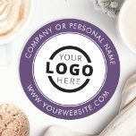 Custom Branded Business Logo Promotional Purple Round Paper Coaster<br><div class="desc">Create your own personalised coaster with your own company logo or custom image. Customised promotional coasters with your business logo are great for corporate dinner events, or any event where branded coasters would be ideal. If you have a restaurant, bar, catering company, or other food and beverage service business, this...</div>