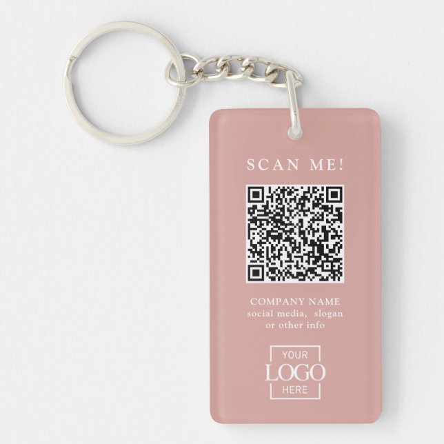 Custom Branded Business Logo QR Code Modern Key Ring (Front)