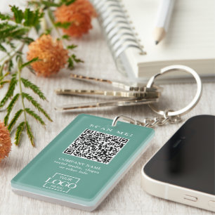Custom Branded Business Logo QR Code Modern Key Ring