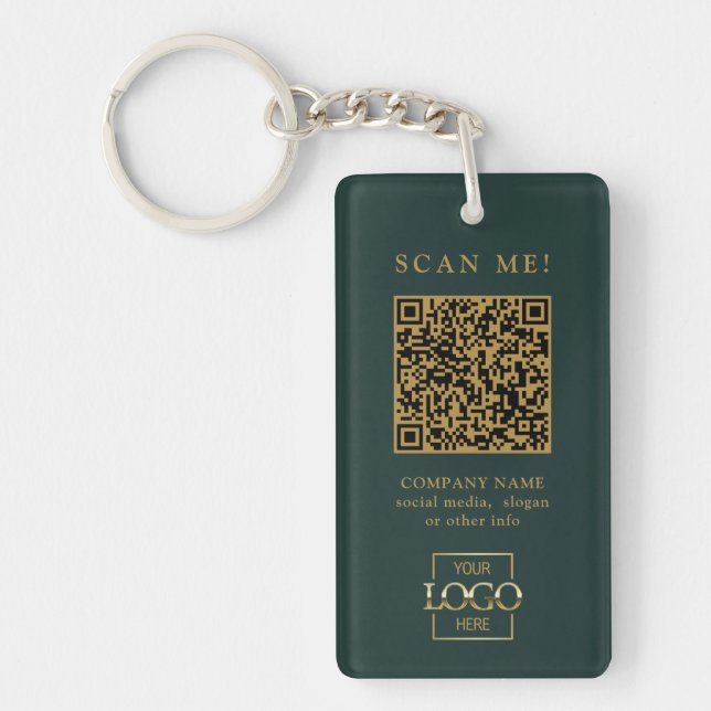 Custom Branded Business Logo QR Code Modern Key Ring (Front)