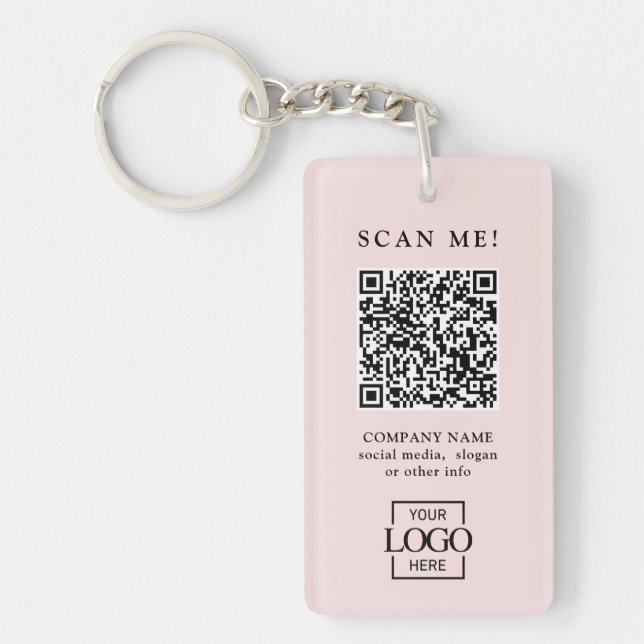 Custom Branded Business Logo QR Code Modern Key Ring (Front)