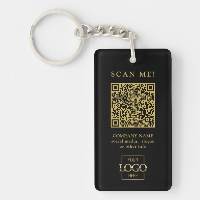 Custom Branded Business Logo QR Code Modern Key Ring (Front)