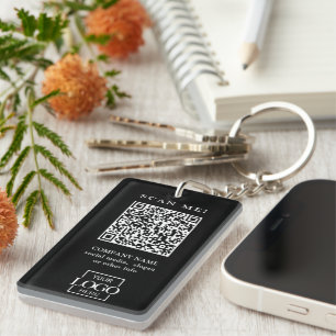 Custom Branded Business Logo QR Code Modern Key Ring