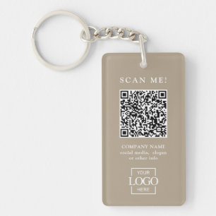 Custom Branded Business Logo QR Code Modern Key Ring