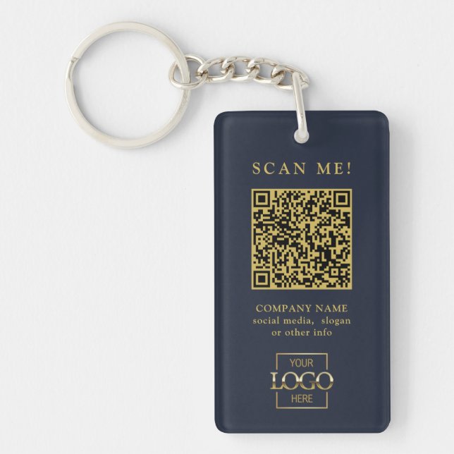 Custom Branded Business Logo QR Code Modern Keycha Key Ring (Front)