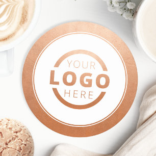 Custom Branded Business Logo Rose Gold Promo Round Paper Coaster