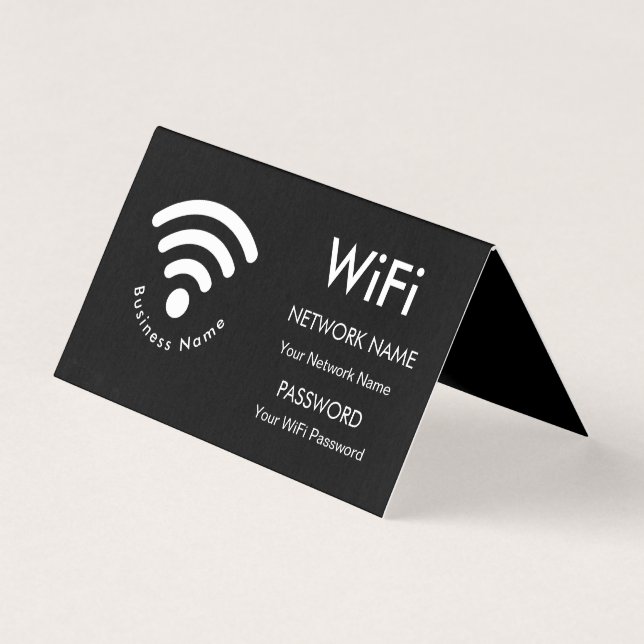 Custom Branded Business Name Wifi Details Black (Front)