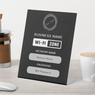 Custom Branded Business Name Wifi Details & Logo Pedestal Sign