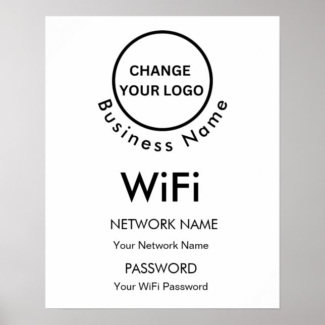Custom Branded Business Name Wifi Details & Logo  Poster (Front)