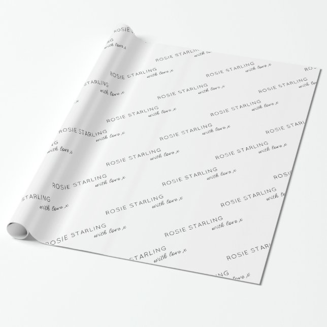 Custom Branded Business Name With Love Script Wrapping Paper (Unrolled)