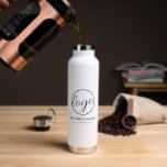 Custom Branded Company Promotional Business Logo Water Bottle<br><div class="desc">Custom black and white water bottle featuring a minimalist design with your business logo along with two lines of text.   These simple custom water bottles are great to give as premium client gifts,  for employees or as promotional items for corporate events or trade shows.</div>