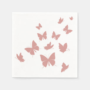 Custom Branded Cute Pink Flying Butterflies  Napkin