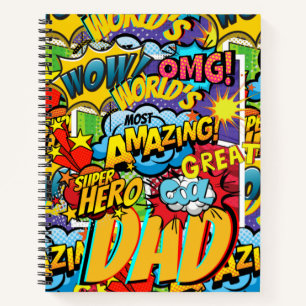 Custom Branded DAD Gift - Comic Superhero Fun Name Notebook