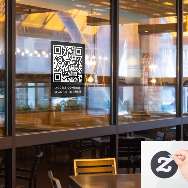 Custom Branded Door Lock QR Code Scan to Enter  (Restaurant Window)