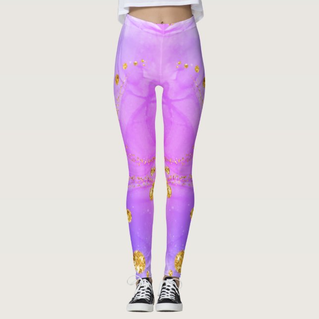 Custom Branded Funny Space pizza cat leggings (Front)